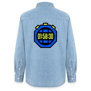 Stoppuhr Bestzeit Halbmarathon - Frauen Jeanshemd Organic von Stanley/Stella - verwaschenes Hellblau - Hinten - AI Model Female 172 light (172cm)