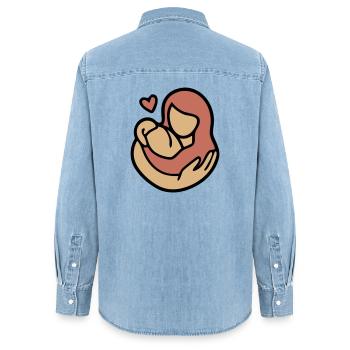 Étreinte Mère-Enfant Amour - Chemise en denim femme bio Stanley/Stella - bleu clair délavé - Dos - AI Model Female 172 light (172cm)