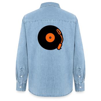 Disques vinyles vinyles vinyles - Chemise en denim femme bio Stanley/Stella - bleu clair délavé - Dos - AI Model Female 172 light (172cm)