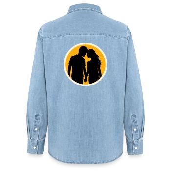 Couple Silhouette Amour Romance Petit ami de la Saint-Valentin - Chemise en denim femme bio Stanley/Stella - bleu clair délavé - Dos - AI Model Female 172 light (172cm)