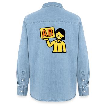 Teacher Elementary School ABC Vector - Women’s Organic Denim Shirt by Stanley/Stella - light wash - Back - AI Model Female 172 light (172cm)