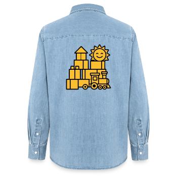 Building Blocks Railway Toys - Women’s Organic Denim Shirt by Stanley/Stella - light wash - Back - AI Model Female 172 light (172cm)