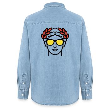 Römische Statue Sonnenbrille Antike Kunst - Frauen Jeanshemd Organic von Stanley/Stella - verwaschenes Hellblau - Hinten - AI Model Female 172 light (172cm)
