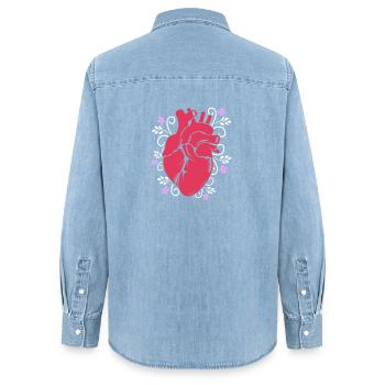 Kardiogramm Kardiographie Sonographie Ultraschall - Frauen Jeanshemd Organic von Stanley/Stella - verwaschenes Hellblau - Hinten - AI Model Female 172 light (172cm)