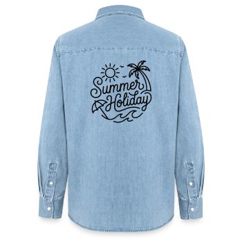 Summer holidays - Women’s Organic Denim Shirt by Stanley/Stella - light wash - Back - AI Model Female 172 light (172cm)