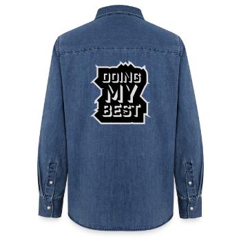 Doing My Best Lustig Ehrlich Motivational Spruch - Frauen Jeanshemd Organic von Stanley/Stella - verwaschenes Mittelblau  - Hinten - AI Model Female 172 light (172cm)