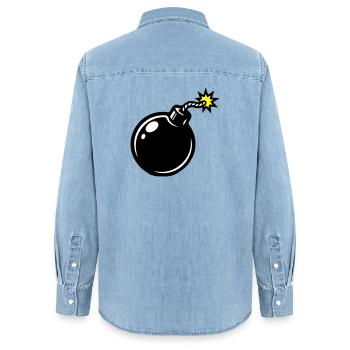 Bombe Comic - Frauen Jeanshemd Organic von Stanley/Stella - verwaschenes Hellblau - Hinten - AI Model Female 172 light (172cm)