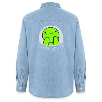 Je suis tellement fier de toi pour t’encourager sincèrement à dire - Chemise en denim femme bio Stanley/Stella - bleu clair délavé - Dos - AI Model Female 172 light (172cm)