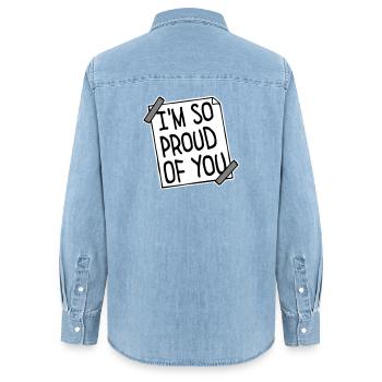 Je suis tellement fier de toi pour t’encourager sincèrement à dire - Chemise en denim femme bio Stanley/Stella - bleu clair délavé - Dos - AI Model Female 172 light (172cm)