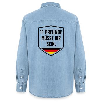 Deutschland Fußball Fan Teamgeist Elf Freunde - Frauen Jeanshemd Organic von Stanley/Stella - verwaschenes Hellblau - Hinten - AI Model Female 172 light (172cm)