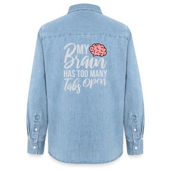 My Brain Has Too Many Tabs Open Lustig Grübeln - Frauen Jeanshemd Organic von Stanley/Stella - verwaschenes Hellblau - Hinten - AI Model Female 172 light (172cm)