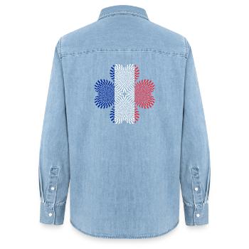 Spirales du drapeau tricolore - Chemise en denim femme bio Stanley/Stella - bleu clair délavé - Dos - AI Model Female 172 light (172cm)