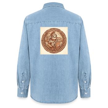 Drôle de gladiateur romain paresseux au Colisée - Chemise en denim femme bio Stanley/Stella - bleu clair délavé - Dos - AI Model Female 172 light (172cm)
