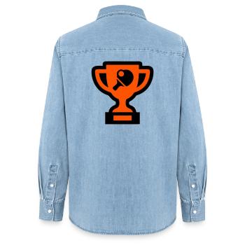 Tischtennis Pokal Tischtennisturnier Sieger - Frauen Jeanshemd Organic von Stanley/Stella - verwaschenes Hellblau - Hinten - AI Model Female 172 light (172cm)