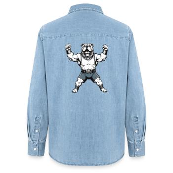Lutteur Fighting Bulldog - Chemise en denim femme bio Stanley/Stella - bleu clair délavé - Dos - AI Model Female 172 light (172cm)