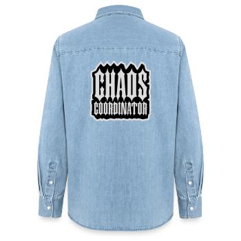 Chaos Coordinator Funny Title Parents Teacher Logo - Women’s Organic Denim Shirt by Stanley/Stella - light wash - Back - AI Model Female 172 light (172cm)