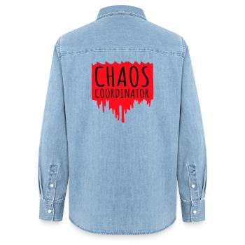 Chaos Coordinator Funny Title Parents Teacher Logo - Women’s Organic Denim Shirt by Stanley/Stella - light wash - Back - AI Model Female 172 light (172cm)
