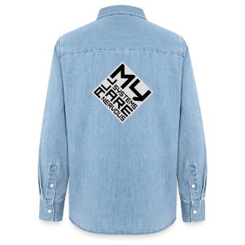 All My Systems Are Nervous Funny Fear Nerd Logo - Women’s Organic Denim Shirt by Stanley/Stella - light wash - Back - AI Model Female 172 light (172cm)