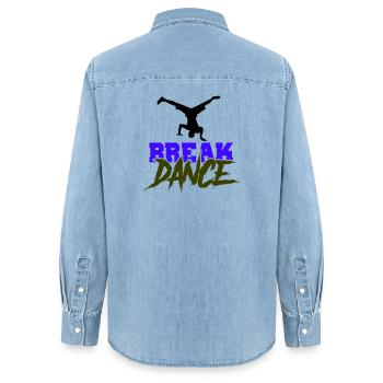 Breakdance Schriftzug Kontrast - Frauen Jeanshemd Organic von Stanley/Stella - verwaschenes Hellblau - Hinten - AI Model Female 172 light (172cm)