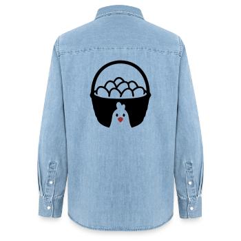Eierkorb Huhn Icon - Frauen Jeanshemd Organic von Stanley/Stella - verwaschenes Hellblau - Hinten - AI Model Female 172 light (172cm)