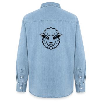 Visage de mouton mignon - Chemise en denim femme bio Stanley/Stella - bleu clair délavé - Dos - AI Model Female 172 light (172cm)