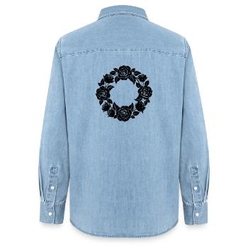 Rosenkranz - Frauen Jeanshemd Organic von Stanley/Stella - verwaschenes Hellblau - Hinten - AI Model Female 172 light (172cm)