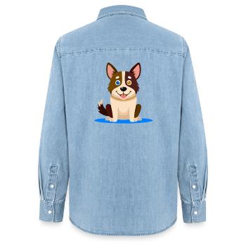 Kleiner bunter Hund (Comic) - Frauen Jeanshemd Organic von Stanley/Stella - verwaschenes Hellblau - Hinten - AI Model Female 172 light (172cm)