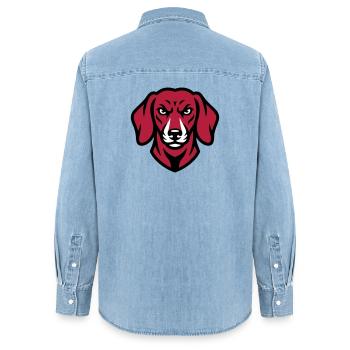 Dackel Maskottchen Logo - Frauen Jeanshemd Organic von Stanley/Stella - verwaschenes Hellblau - Hinten - AI Model Female 172 light (172cm)