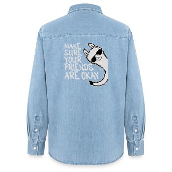 Make Sure Your Friends Are Okay Llama Sunglasses - Women’s Organic Denim Shirt by Stanley/Stella - light wash - Back - AI Model Female 172 light (172cm)