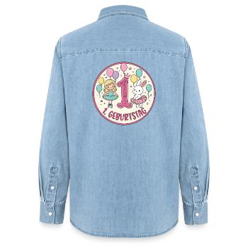 Erster Geburtstag Ballerina Hase - Frauen Jeanshemd Organic von Stanley/Stella - verwaschenes Hellblau - Hinten - AI Model Female 172 light (172cm)