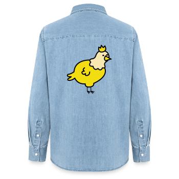 Dessin animé du Poussin Royal - Chemise en denim femme bio Stanley/Stella - bleu clair délavé - Dos - AI Model Female 172 light (172cm)