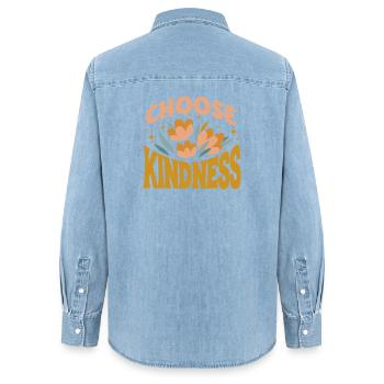 Choose Kindness - Frauen Jeanshemd Organic von Stanley/Stella - verwaschenes Hellblau - Hinten - AI Model Female 172 light (172cm)