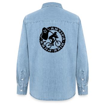 Antifa Bike Punks - Frauen Jeanshemd Organic von Stanley/Stella - verwaschenes Hellblau - Hinten - AI Model Female 172 light (172cm)