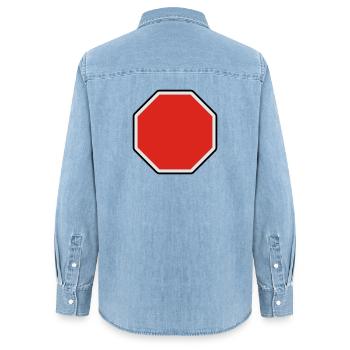 verkehrsschild - für eigenen text - Women’s Organic Denim Shirt by Stanley/Stella - light wash - Back - AI Model Female 172 light (172cm)