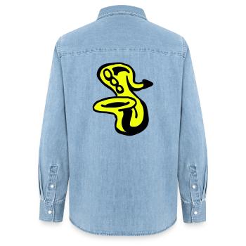 Saxophone - Women’s Organic Denim Shirt by Stanley/Stella - light wash - Back - AI Model Female 172 light (172cm)
