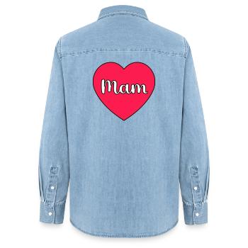 Mama Hart - Frauen Jeanshemd Organic von Stanley/Stella - verwaschenes Hellblau - Hinten - AI Model Female 172 light (172cm)