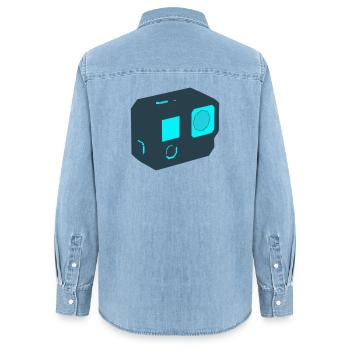 Action Camera Drone Icon - Women’s Organic Denim Shirt by Stanley/Stella - light wash - Back - AI Model Female 172 light (172cm)