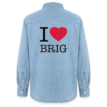 J’AIME BRIGUE - Chemise en denim femme bio Stanley/Stella - bleu clair délavé - Dos - AI Model Female 172 light (172cm)