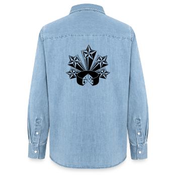 Cheese radiating stars - Women’s Organic Denim Shirt by Stanley/Stella - light wash - Back - AI Model Female 172 light (172cm)