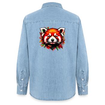 Kleiner Panda - Frauen Jeanshemd Organic von Stanley/Stella - verwaschenes Hellblau - Hinten - AI Model Female 172 light (172cm)