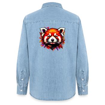 Kleiner Panda - Frauen Jeanshemd Organic von Stanley/Stella - verwaschenes Hellblau - Hinten - AI Model Female 172 light (172cm)