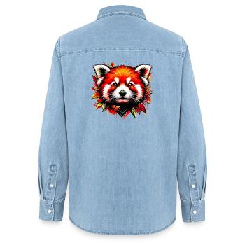 Kleiner Panda - Frauen Jeanshemd Organic von Stanley/Stella - verwaschenes Hellblau - Hinten - AI Model Female 172 light (172cm)