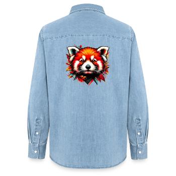 Kleiner Panda - Frauen Jeanshemd Organic von Stanley/Stella - verwaschenes Hellblau - Hinten - AI Model Female 172 light (172cm)