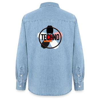Logo du Cercle de la Musique Techno - Chemise en denim femme bio Stanley/Stella - bleu clair délavé - Dos - AI Model Female 172 light (172cm)