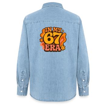 In My 67 Era Italian Brainrot Humor Geburtstag - Frauen Jeanshemd Organic von Stanley/Stella - verwaschenes Hellblau - Hinten - AI Model Female 172 light (172cm)