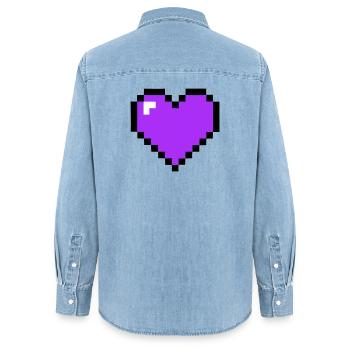 Pixel Herz 8-Bit Gesundheit - Frauen Jeanshemd Organic von Stanley/Stella - verwaschenes Hellblau - Hinten - AI Model Female 172 light (172cm)