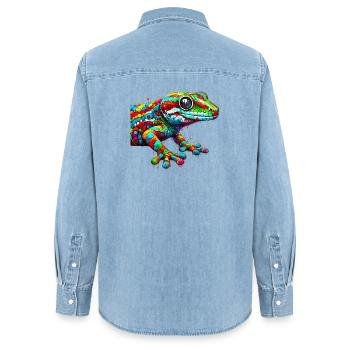Gecko - Women’s Organic Denim Shirt by Stanley/Stella - light wash - Back - AI Model Female 172 light (172cm)