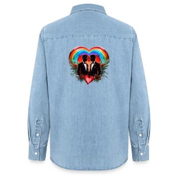 La magie de l’instant : des silhouettes élégantes et joyeuses - Chemise en denim femme bio Stanley/Stella - bleu clair délavé - Dos - AI Model Female 172 light (172cm)