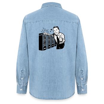 Retro IT Admin Smiling – Vintage Tech Support - Women’s Organic Denim Shirt by Stanley/Stella - light wash - Back - AI Model Female 172 light (172cm)
