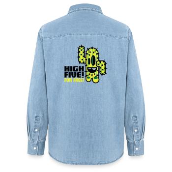 cactus comic - Women’s Organic Denim Shirt by Stanley/Stella - light wash - Back - AI Model Female 172 light (172cm)